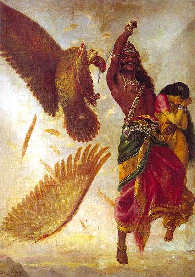 Raja Ravi Varma Jatayu Vadham oil painting image